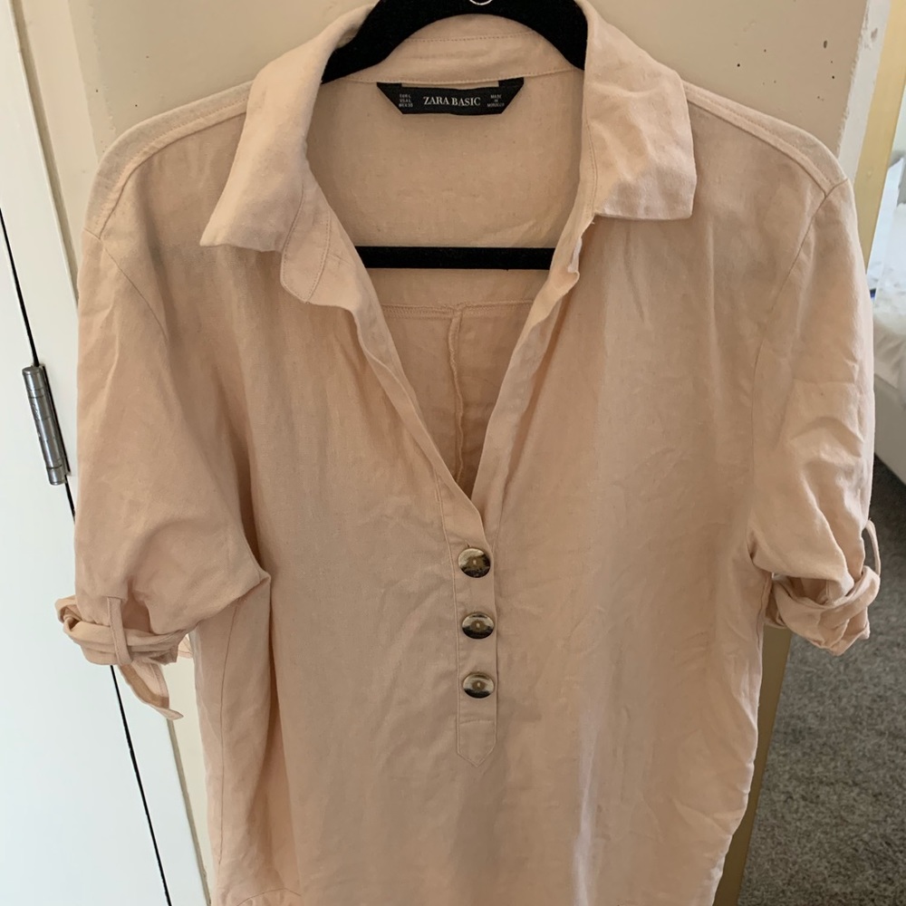Zara cream shirt dress